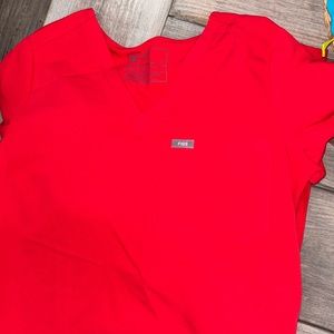 Figs small Catarina red one pocket scrub top